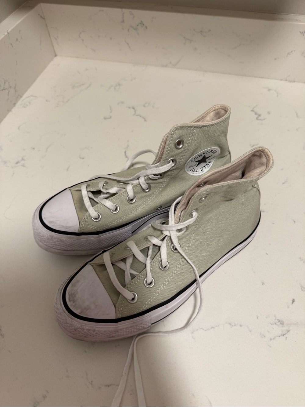 Converse High Top Platform Sneakers in Pale Mint Green